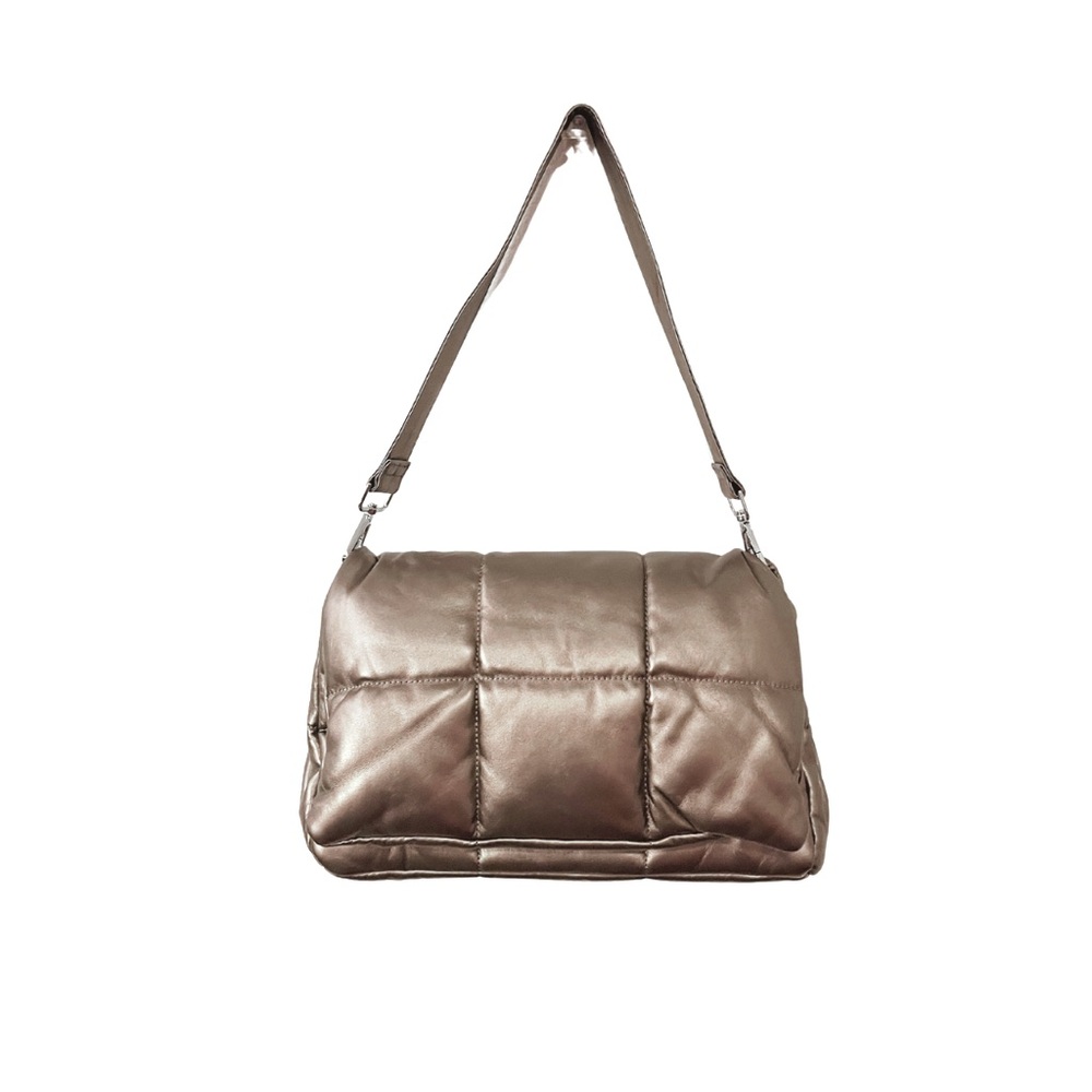 METALLIC GOLD CONVERTIBLE HANDBAG TO CROSSBODY BAG WITH MAGNETIC CLOSURES